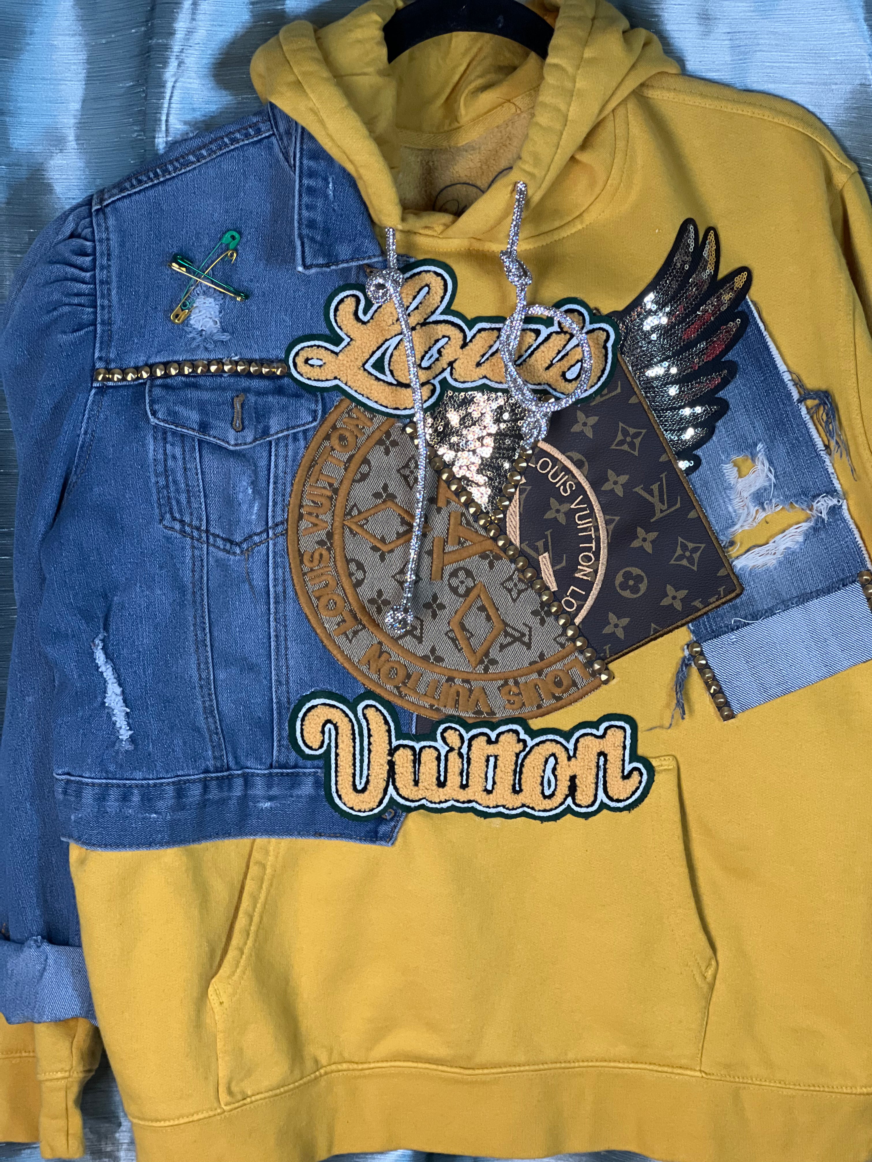 Yellow hoodie 2025 denim jacket