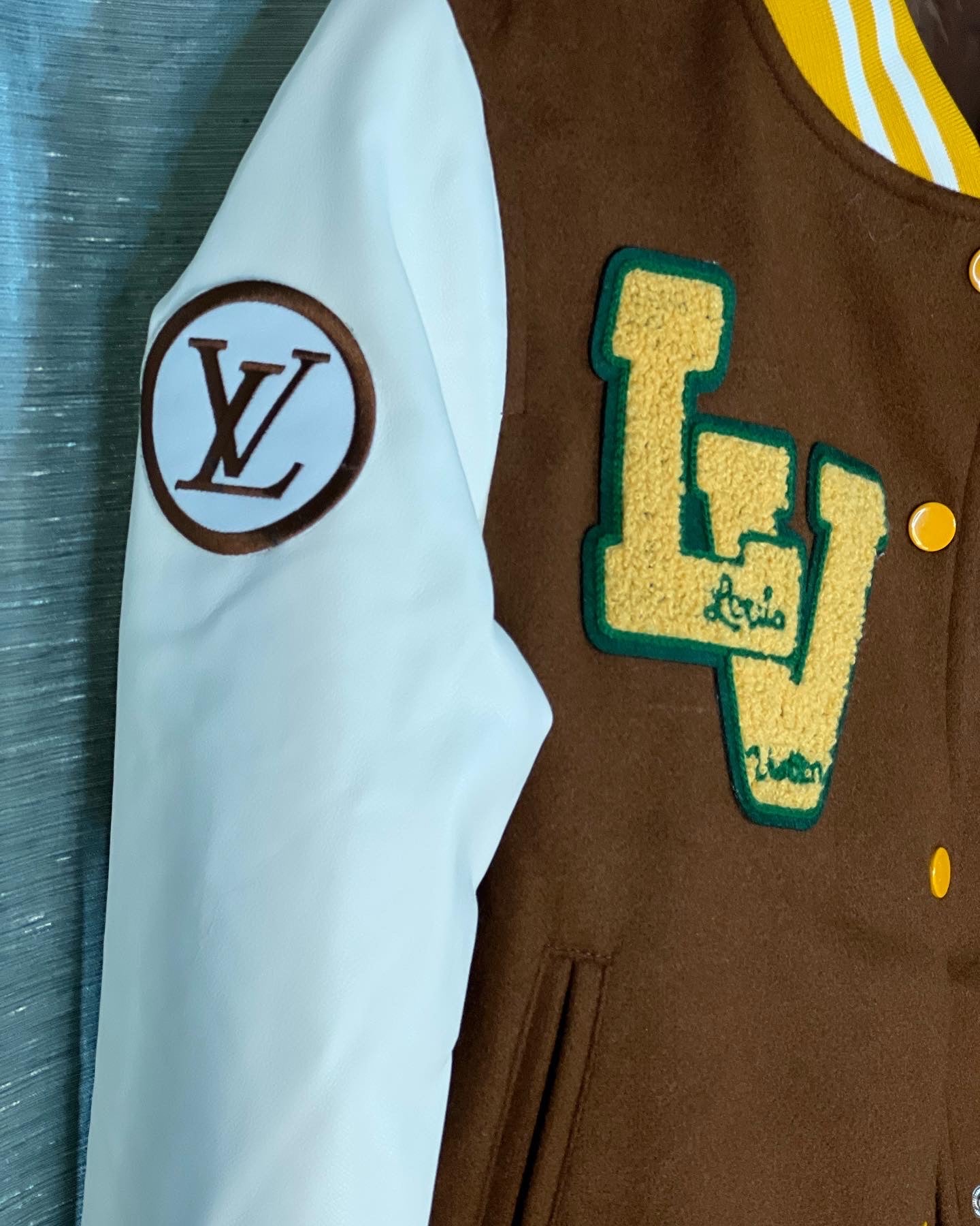 Brown Louis Vuitton Varsity Jacket